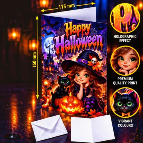 Halloween card holographic - card,